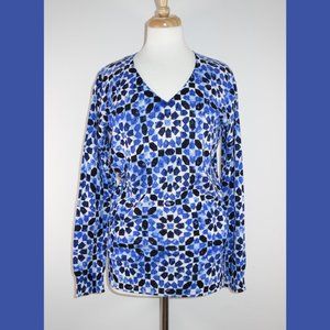 Michael Kors Blue Print V-Neck Sweater - size M